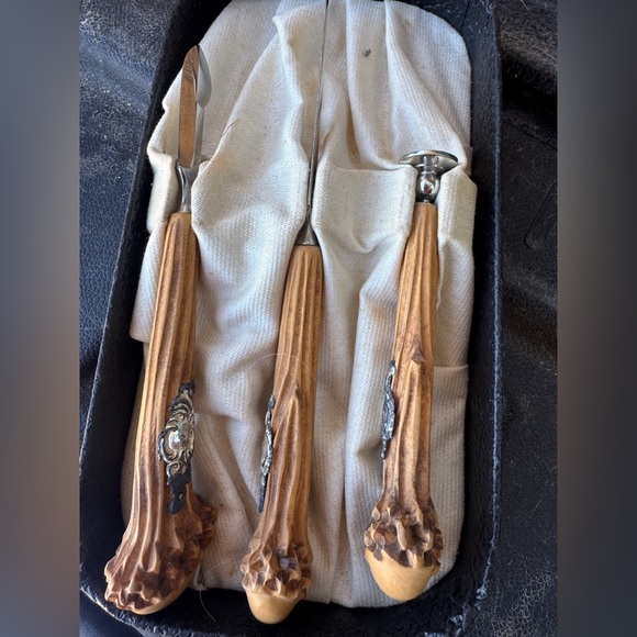 Victorian Antler Carving SetOrnate Knife Fork SteelGothic Luxe